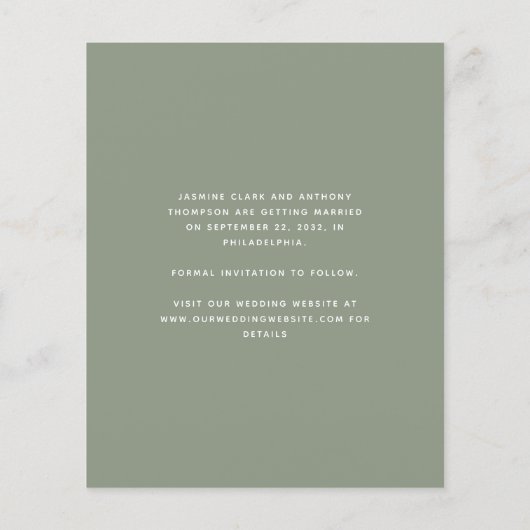 Budget Photo Arch Script Sage Green Save the Date (Achterkant)