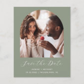 Budget Photo Arch Script Sage Green Save the Date (Voorkant)