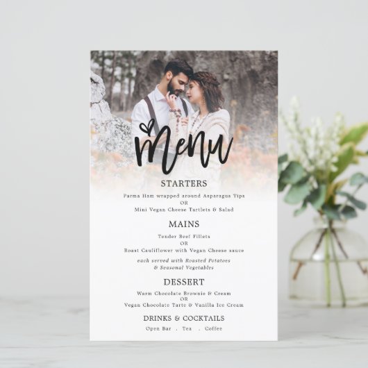 Budget Photo Artsy Script Weduwen Menu (Staand voorkant)