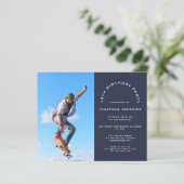 Budget Photo Boy 16th Birthday Party Navy Invite (Staand voorkant)