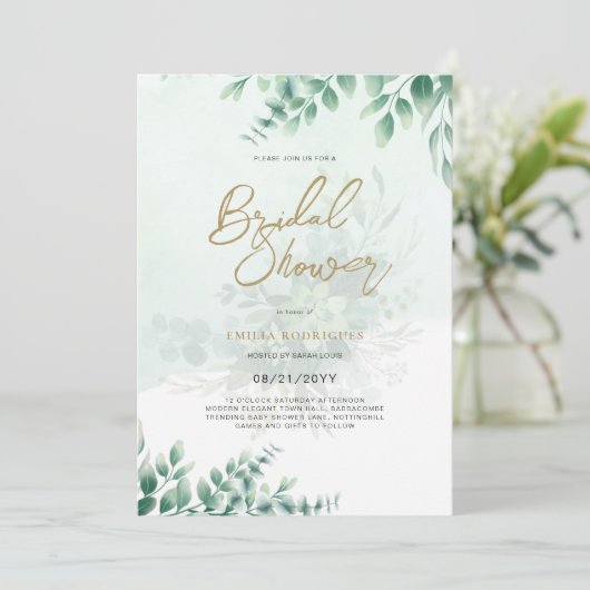 Budget Photo Bridal Shower Uitnodiging Rustic Leaf (Staand voorkant)