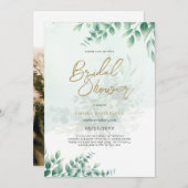 Budget Photo Bridal Shower Uitnodiging Rustic Leaf (Voorkant / Achterkant)