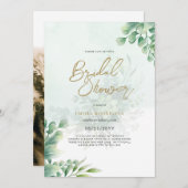 Budget Photo Bridal Shower Uitnodiging Rustic Leaf (Voorkant / Achterkant)
