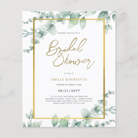 Budget Photo Bridal Shower Uitnodiging Rustic Leaf Flyer (Voorkant)
