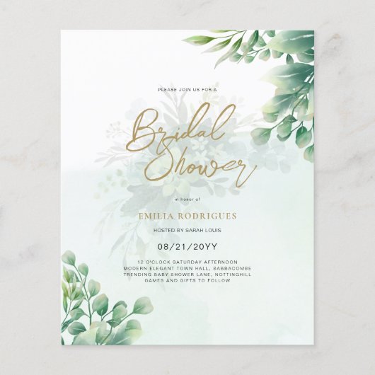 Budget Photo Bridal Shower Uitnodiging Rustic Leaf Flyer (Voorkant)