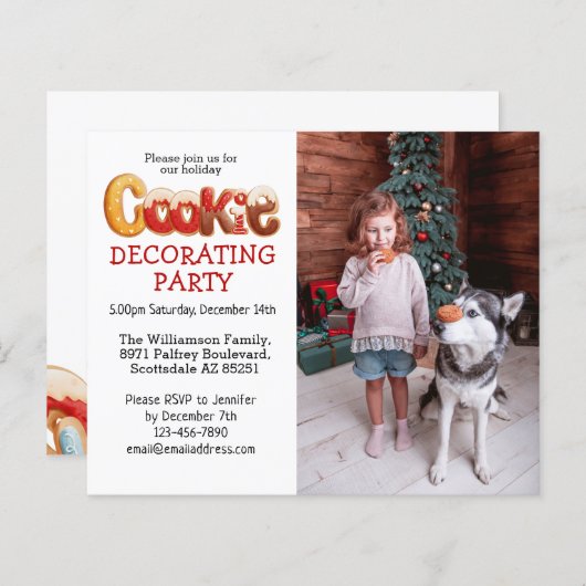 Budget Photo Cookie Decorting Party Uitnodiging (Voorkant / Achterkant)