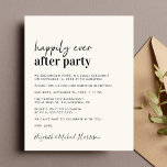 Budget Photo Cream Wedding Reception<br><div class="desc">Minimale moderne lichte crème-budget trouwaankondiging en uitnodiging tot ontvangst. De voorzijde kenmerkt "gelukkig Ooit na Partij"in een hedendaags manuscript en gewaagde moderne typografie. Pas uw bericht en uitnodiging aan en voeg uw namen in een handtekeningsachtig manuscript toe. Aan de achterkant staan je trouwfoto,  voornamen en trouwdatum.</div>