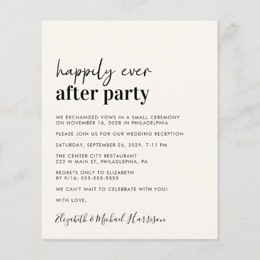 Budget Photo Cream Wedding Reception (Voorkant)