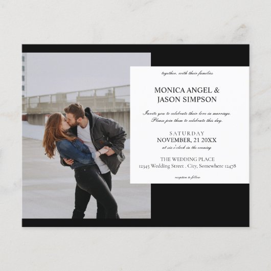Budget Photo Elegant Wedding InvitationPaper Sheet (Voorkant)