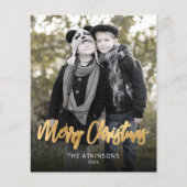 Budget Photo Gold Script Merry Christmas Card (Voorkant)