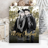 Budget Photo Gold Script Merry Christmas Card