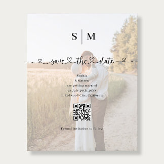 Budget Photo Heart Script Wedding Save the Date Flyer