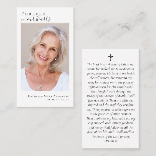 Budget Photo Memorial Prayer Kaart Contactkaartje (Voorkant / Achterkant)