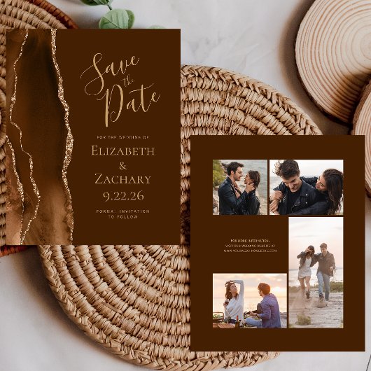 Budget Photo Mocha Gold Agate Brown Save the Date