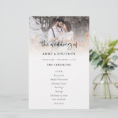 Budget Photo Moderne Script Wedding Program (Staand voorkant)