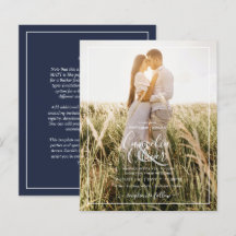 BUDGET Photo Overlay Navy Blue WEDDING Invite