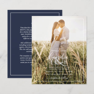 BUDGET Photo Overlay Navy Blue WEDDING Invite