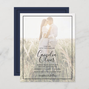 BUDGET Photo Overlay Navy Blue WEDDING Invite