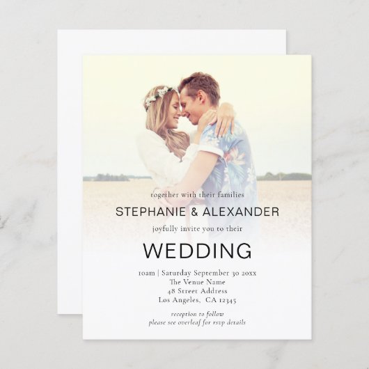 Budget Photo Overlay QR Code Weddenschap Uitnodige (Voorkant / Achterkant)