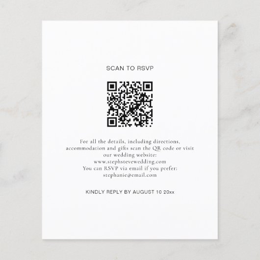 Budget Photo Overlay QR Code Weddenschap Uitnodige (Achterkant)