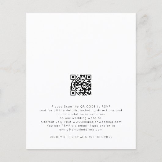 Budget Photo Overlay QR Code Weduwen Uitnodiging (Achterkant)