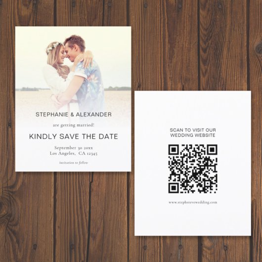 Budget Photo Overlay QR Weddenschap Save the Date
