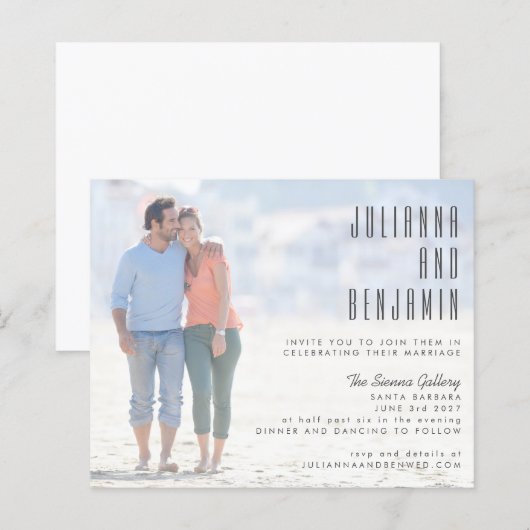 Budget Photo Overlay Wedding Horizontal Invite (Voorkant / Achterkant)