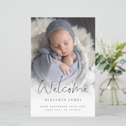 Budget Photo Overlay Welkomstaankondiging (Staand voorkant)