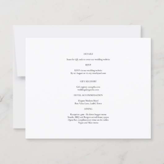 BUDGET PHOTO QR CODE Weddenschap nodigt RSVP - det (Achterkant)
