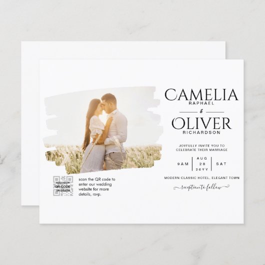 BUDGET PHOTO QR CODE Weddenschap nodigt RSVP - det (Voorkant / Achterkant)