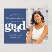 Budget Photo Save Date Afstuderen Navy Invitation (Voorkant)