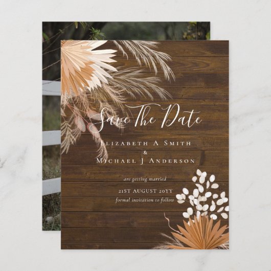 BUDGET Photo Save Dates PAMPAS Grass Terracotta (Voorkant / Achterkant)