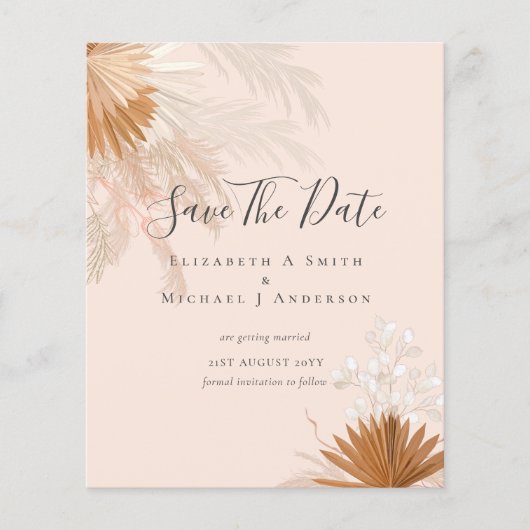 BUDGET Photo Save Dates PAMPAS Grass Terracotta Flyer (Voorkant)