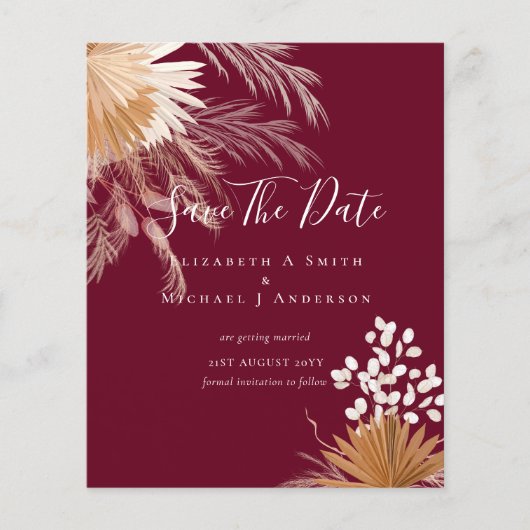 BUDGET Photo Save Dates PAMPAS Grass Terracotta Flyer (Voorkant)