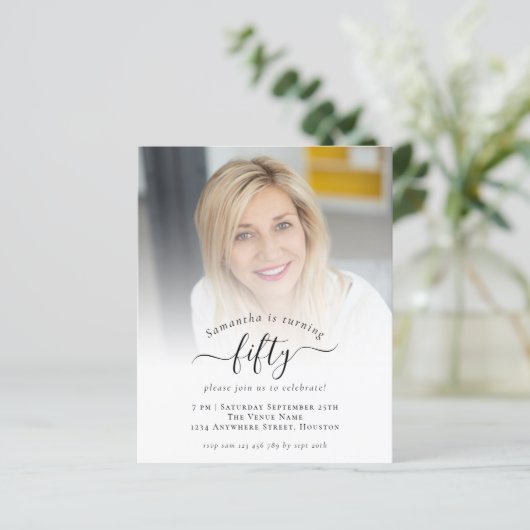 Budget Photo Script 50th Birthday Party Invitation (Staand voorkant)