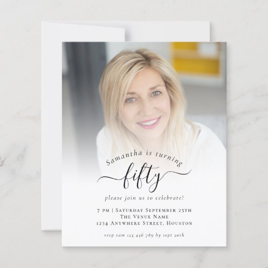 Budget Photo Script 50th Birthday Party Invitation (Voorkant)