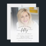 Budget Photo Script 50th Birthday Party Invitation<br><div class="desc">Een alternatief voor een budget van 4, 5 x 5, 6-inch halfglanzend gewicht van 110 lbs, dat even dik is als een briefkaart (maar niet geschikt om als briefkaart te worden gebruikt). GEEF NOTA ER ÉÉN UITnodiging per blad is. Het Manuscript van de Foto van de begroting 50th Birthday partijuitnodiging....</div>