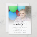 Budget Photo Script 90th Birthday Party Invitation<br><div class="desc">Een alternatief voor een budget van 4, 5 x 5, 6-inch halfglanzend gewicht van 110 lbs, dat even dik is als een briefkaart (maar niet geschikt om als briefkaart te worden gebruikt). GEEF NOTA ER ÉÉN UITnodiging per blad is. Het Manuscript van de Foto van de begroting 90th Birthday Partij...</div>