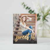 Budget Photo Sweet 16 Birthday Party Invitation (Staand voorkant)