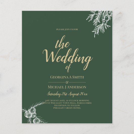 Budget Photo Wedding Invitation GREEN Flyer (Voorkant)