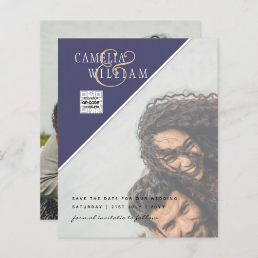 Budget Photo Wedding Invitation Mixed Colors (Voorkant / Achterkant)