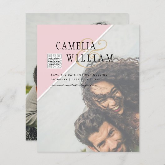 Budget Photo Wedding Invitation Mixed Colors (Voorkant / Achterkant)