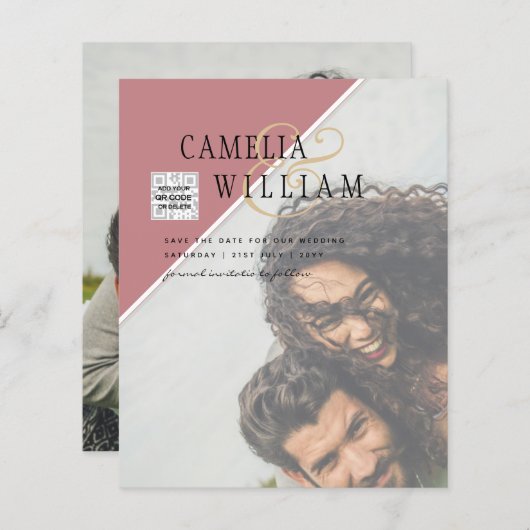 Budget Photo Wedding Invitation Mixed Colors (Voorkant / Achterkant)