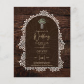 Budget Photo Wedding Invitation Rustic Lace Wood (Voorkant)