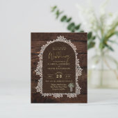 Budget Photo Wedding Invitation Rustic Lace Wood (Staand voorkant)