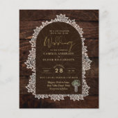 Budget Photo Wedding Invitation Rustic Lace Wood (Voorkant)