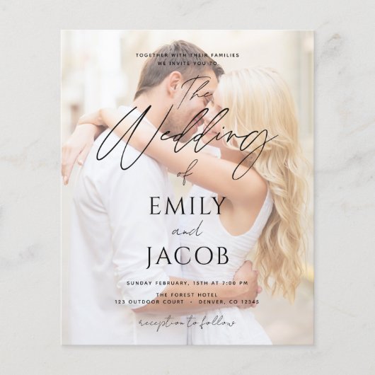 Budget Photo Wedding Modern Script Typografie Flyer (Voorkant)