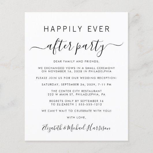 Budget Photo Wedding Reception Invitation (Voorkant)