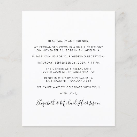 Budget Photo Wedding Reception Invitation (Achterkant)
