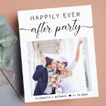 Budget Photo Wedding Reception Invitation<br><div class="desc">Budgetvriendelijke moderne ontwikkeling of particuliere trouwaankondiging en uitnodiging tot ontvangst. De voorzijde kenmerkt uw foto, "gelukkig Ever na Partij"in een mengeling van eenvoudige typografie en een trendy manuscript met swashes en uw eerste namen en trouwdatum. Aan de achterkant, personaliseer uw huwelijksaankondiging en ontvangstuitnodiging en voeg uw namen in een handtekeningsachtig...</div>